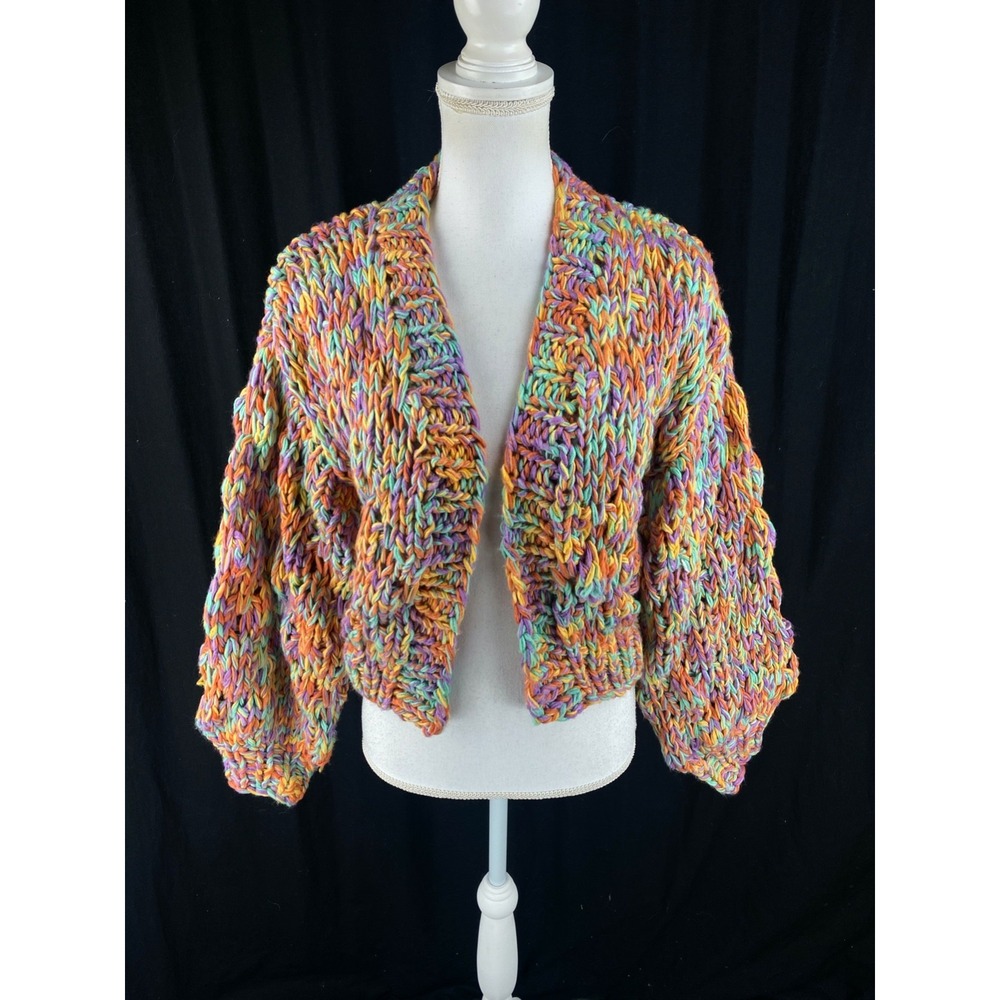 PRINCESS POLLY Chunky Knit Open Candy Cardigan Sweater Cropped Women's M/L